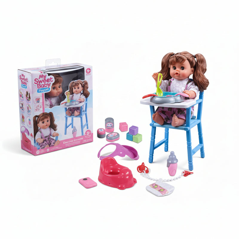 My Sweet Baby Playset with High Chair - Complete Feeding & Care Set | Ages 3+