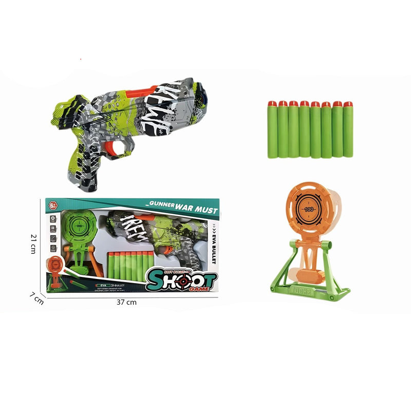 Shoot Game Gunner War Must - Foam Dart Blaster with Target | Active Play Toy