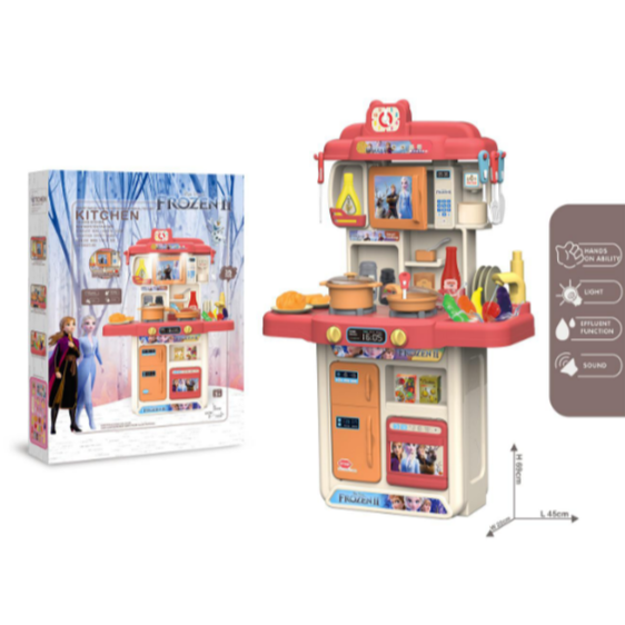 Toy kitchen set with packaging and features displayed on a white background Price Qatar