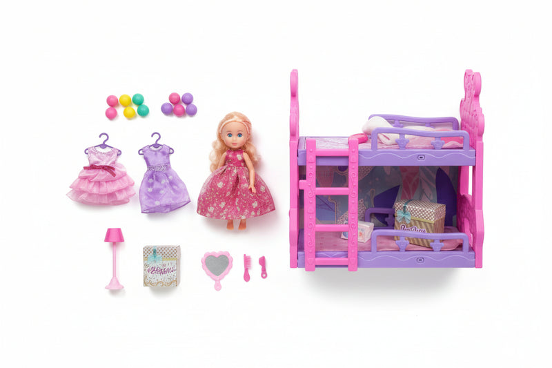 Baby Kid Surprise Doll Playset - Girl Boutique with Bunk Bed & Accessories | Ages 3+
