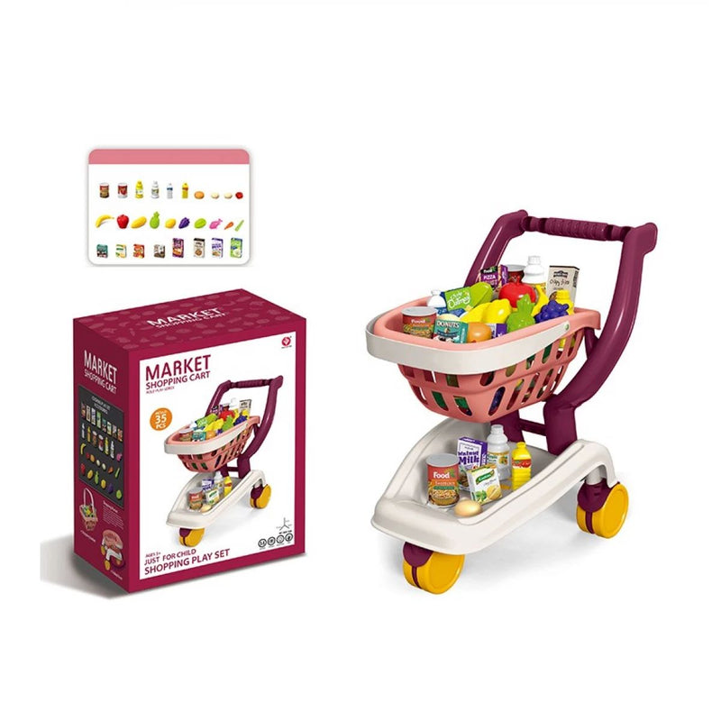 Kids Market Shopping Cart Play Set - 35 Pieces