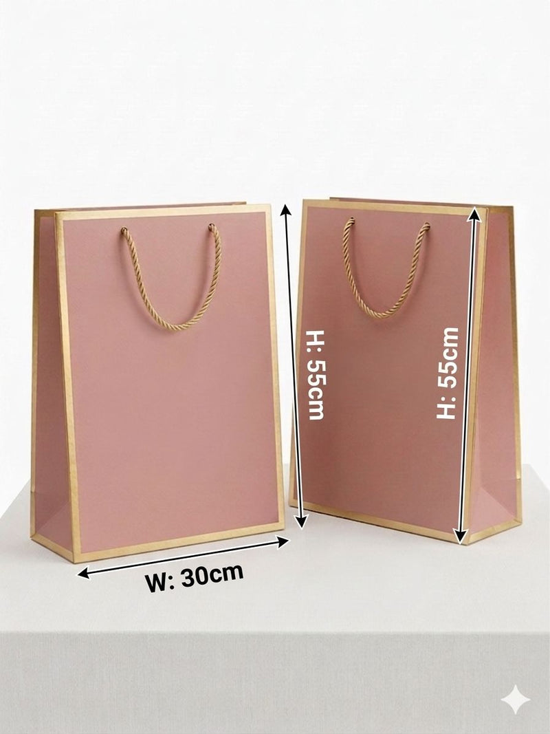 Premium Pink Gift Bag with Gold Border – Large (55x30cm)