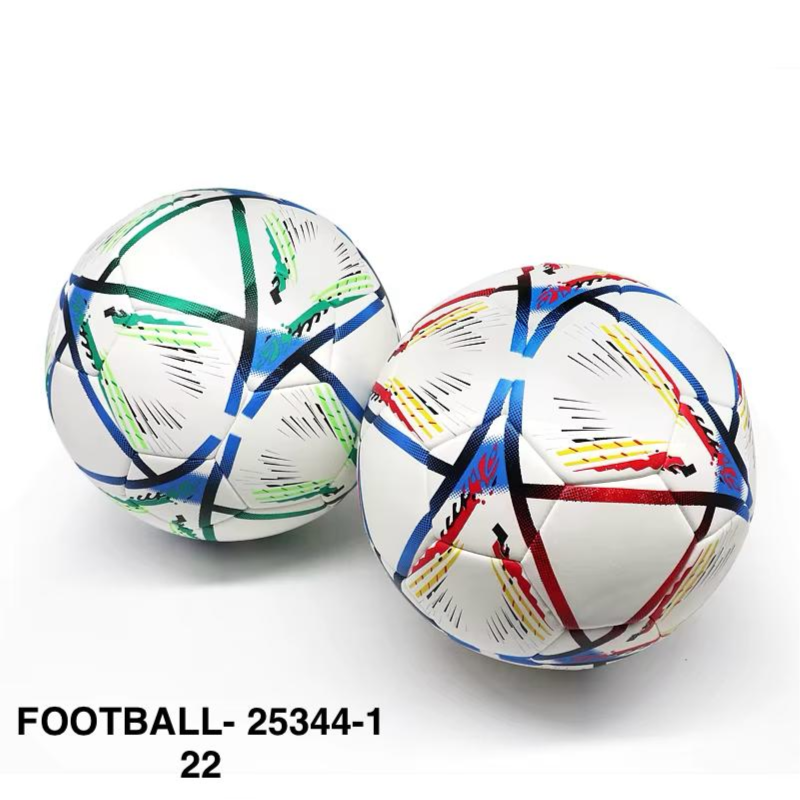 Two soccer balls with colorful patterns on a white background price qatar