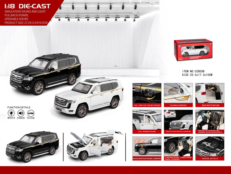Toyota Land Cruiser Die-Cast Model 1:18 Scale - Ultimate Luxury Edition with Opening Parts