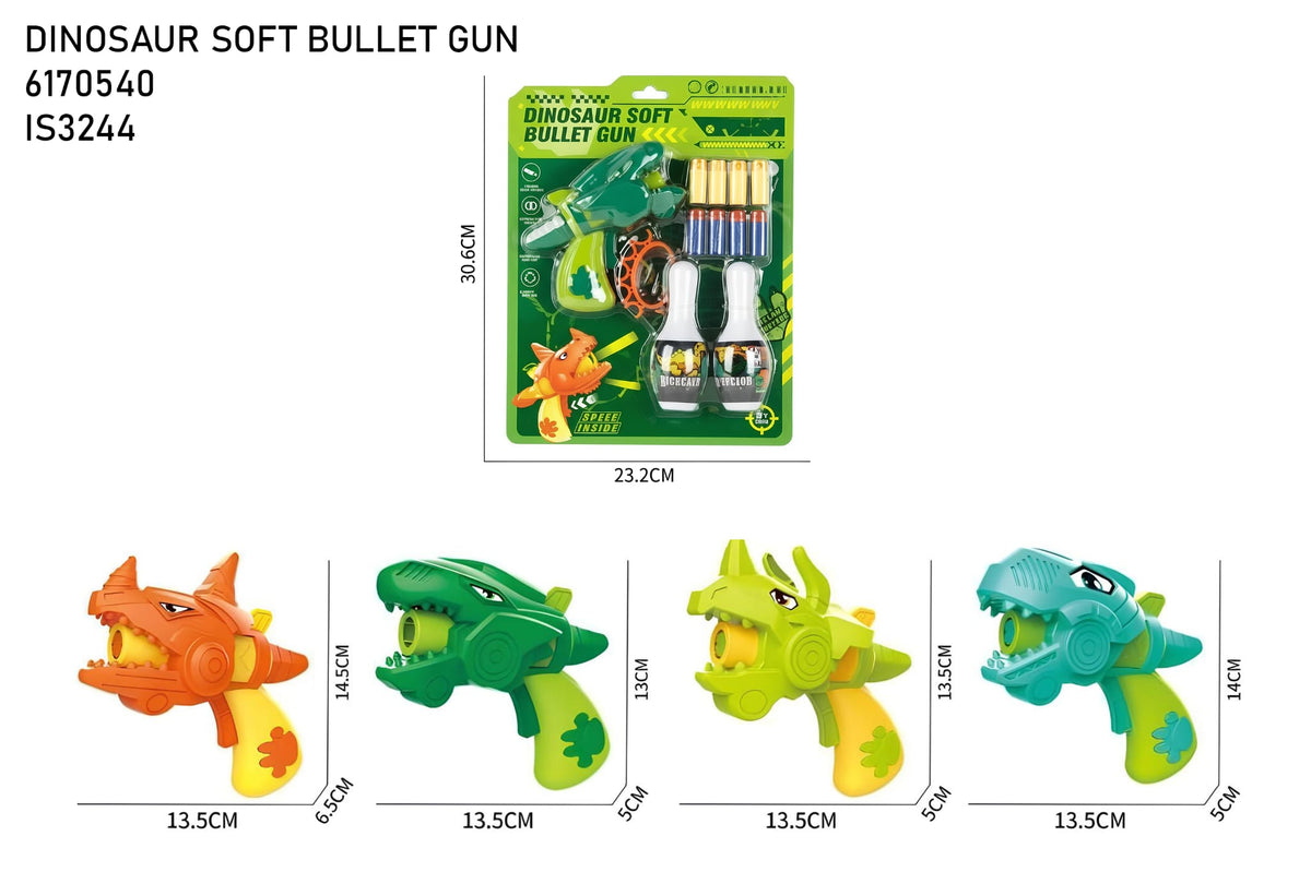 Dinosaur Soft Bullet Gun - Kids Foam Dart Blaster Toy Set