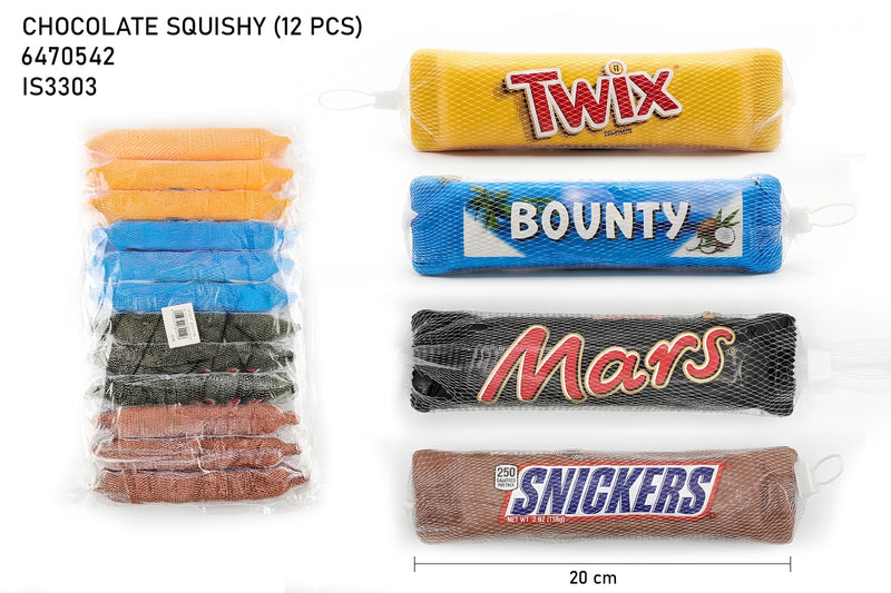 Chocolate Bar Squishy Toys - 12 Piece Set | Stress Relief Fidget Toys