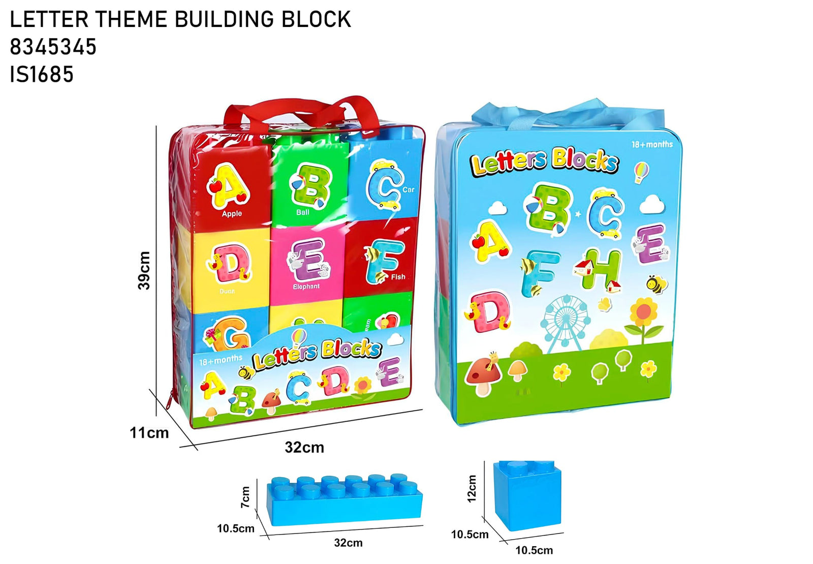 Letter Theme Building Blocks - Educational ABC Learning Toy Set