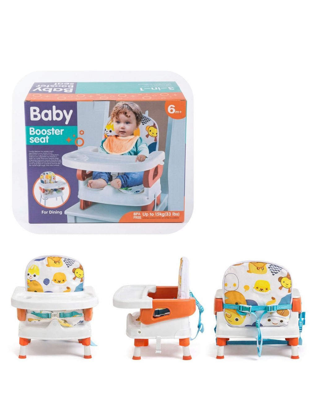 3-in-1 Baby Booster Seat for Dining – BPA Free, Up to 15kg