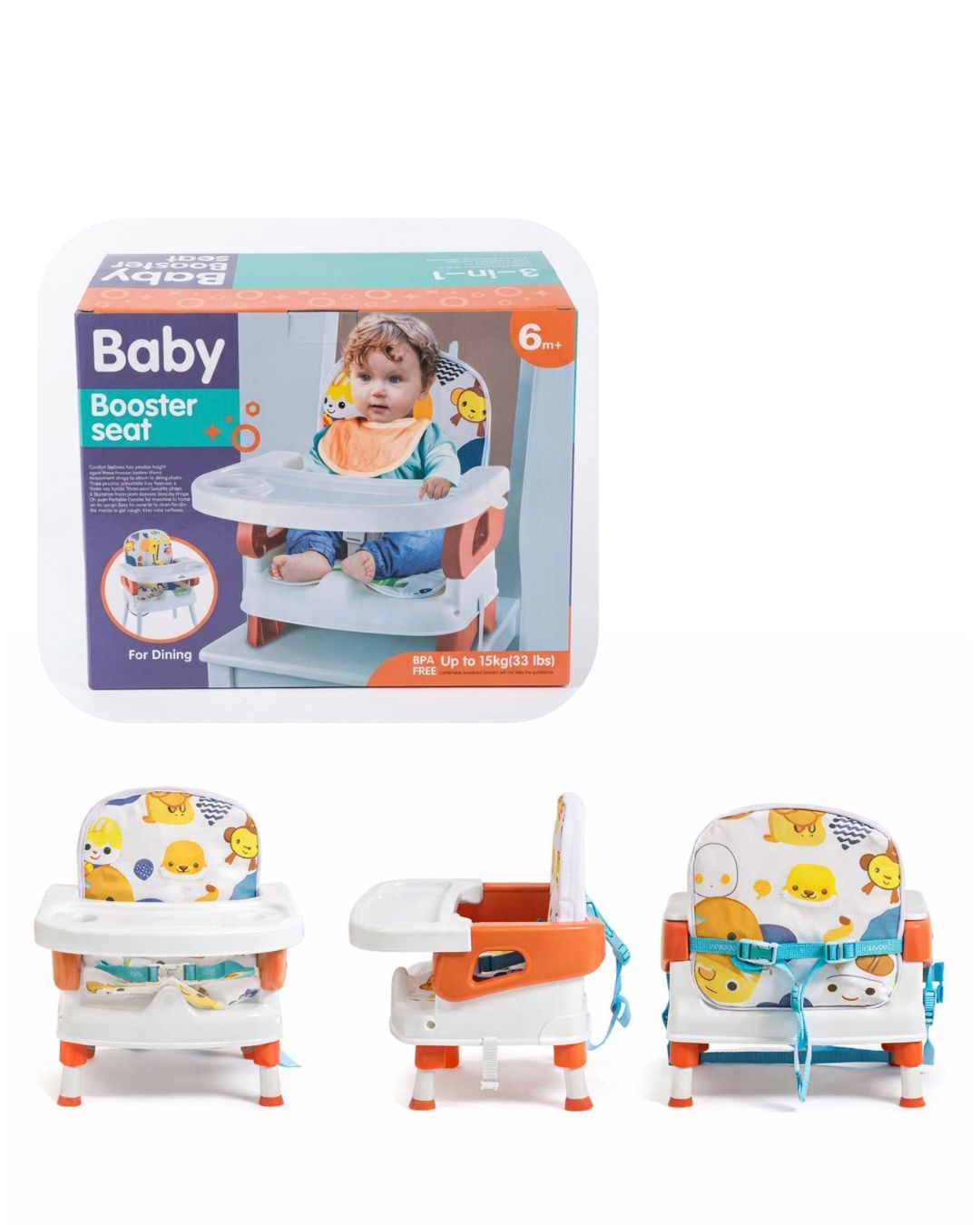 3-in-1 Baby Booster Seat for Dining – BPA Free, Up to 15kg