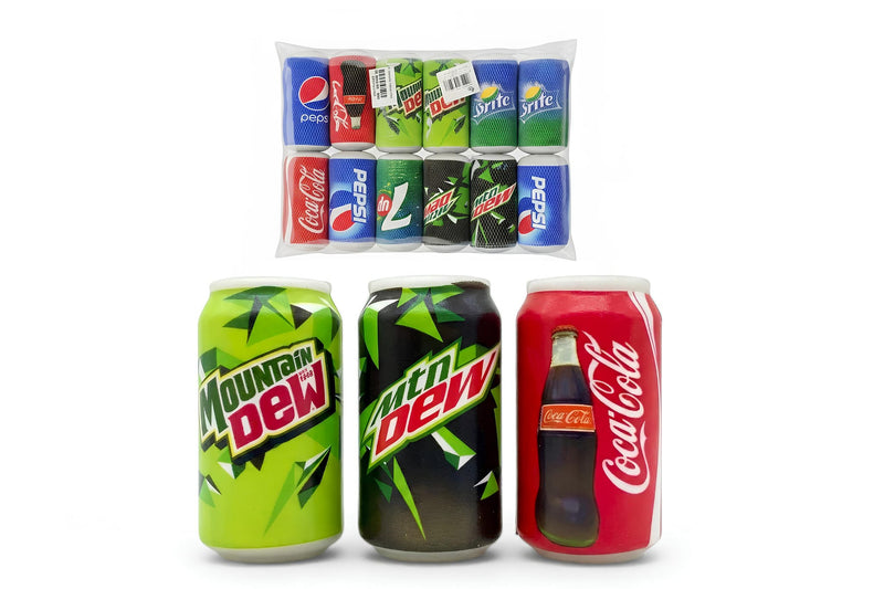 Soda Can Squishy Stress Ball Toys - (Coca-Cola, Pepsi, Mountain Dew, Sprite)
