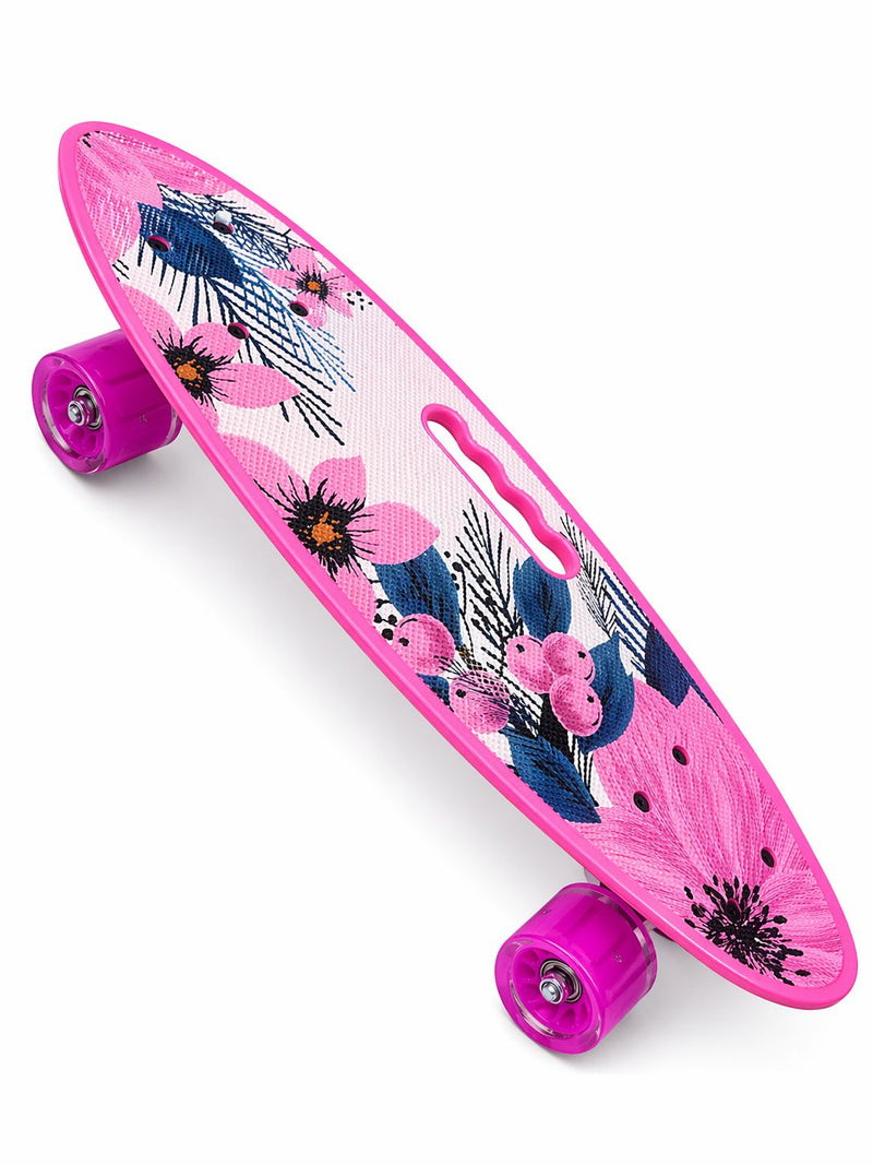 Pink Floral Penny Skateboard with LED Wheels