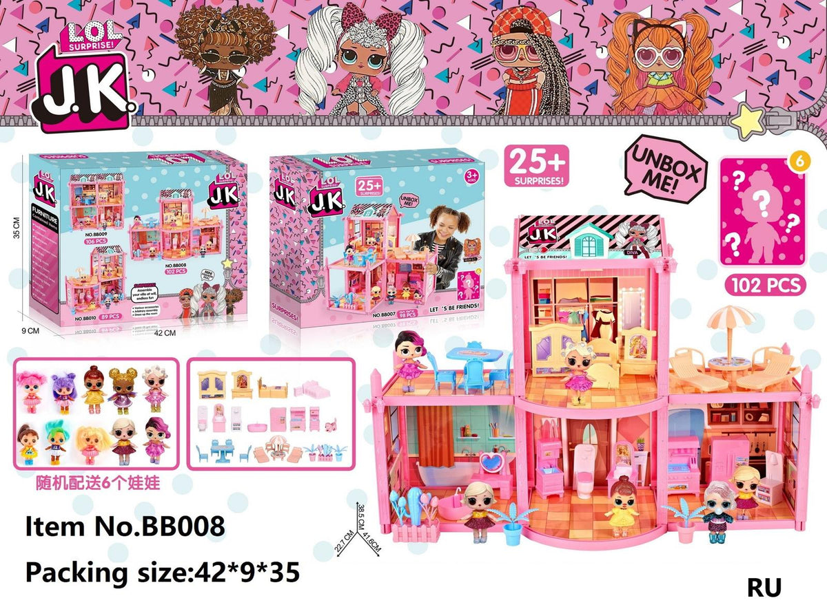 LOL Surprise JK Doll House Playset 102 PCS - 25+ Surprises (3+)