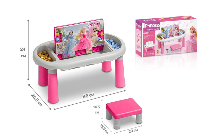 DIY Princess Jigsaw Block Set Table 6-in-1 for Girls