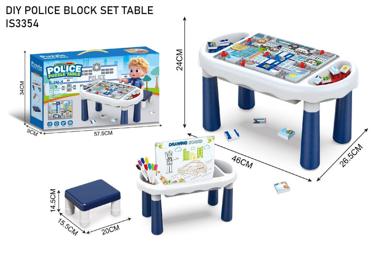 DIY Police Block Set Table 6-in-1 for Kids