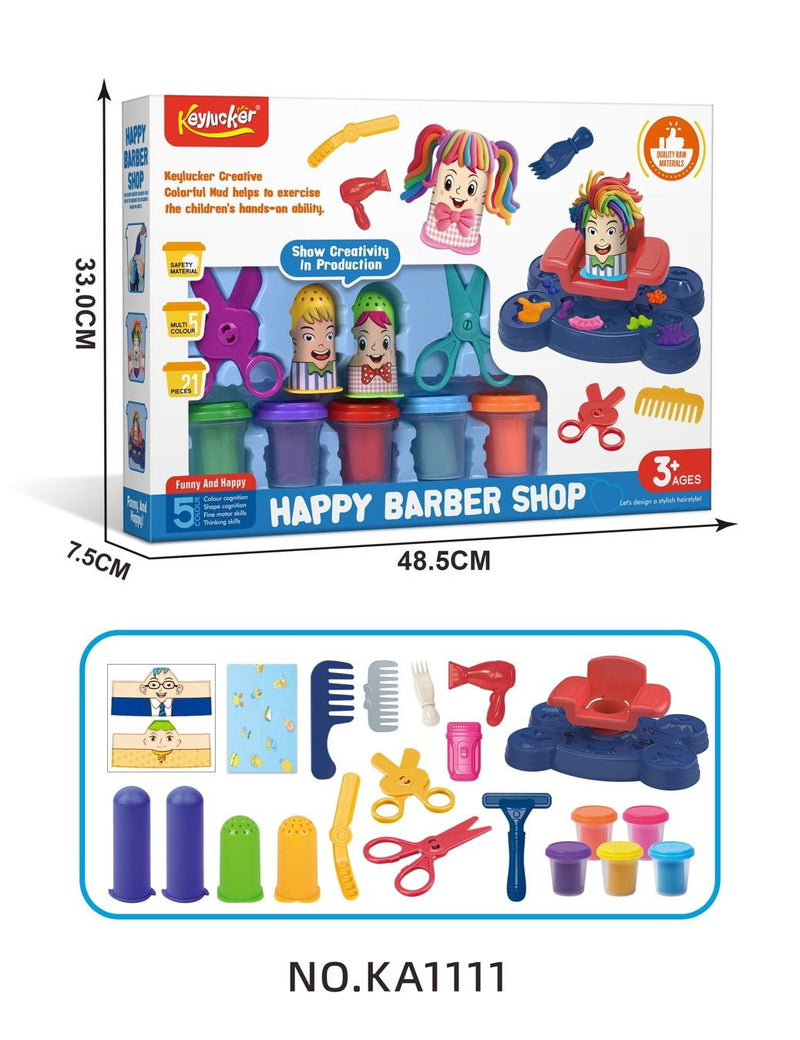 Keylucker Happy Barber Shop Play Dough Set - 21 Pieces