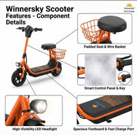MotoTec Metro 36V 350W Lithium Electric Scooter – Orange