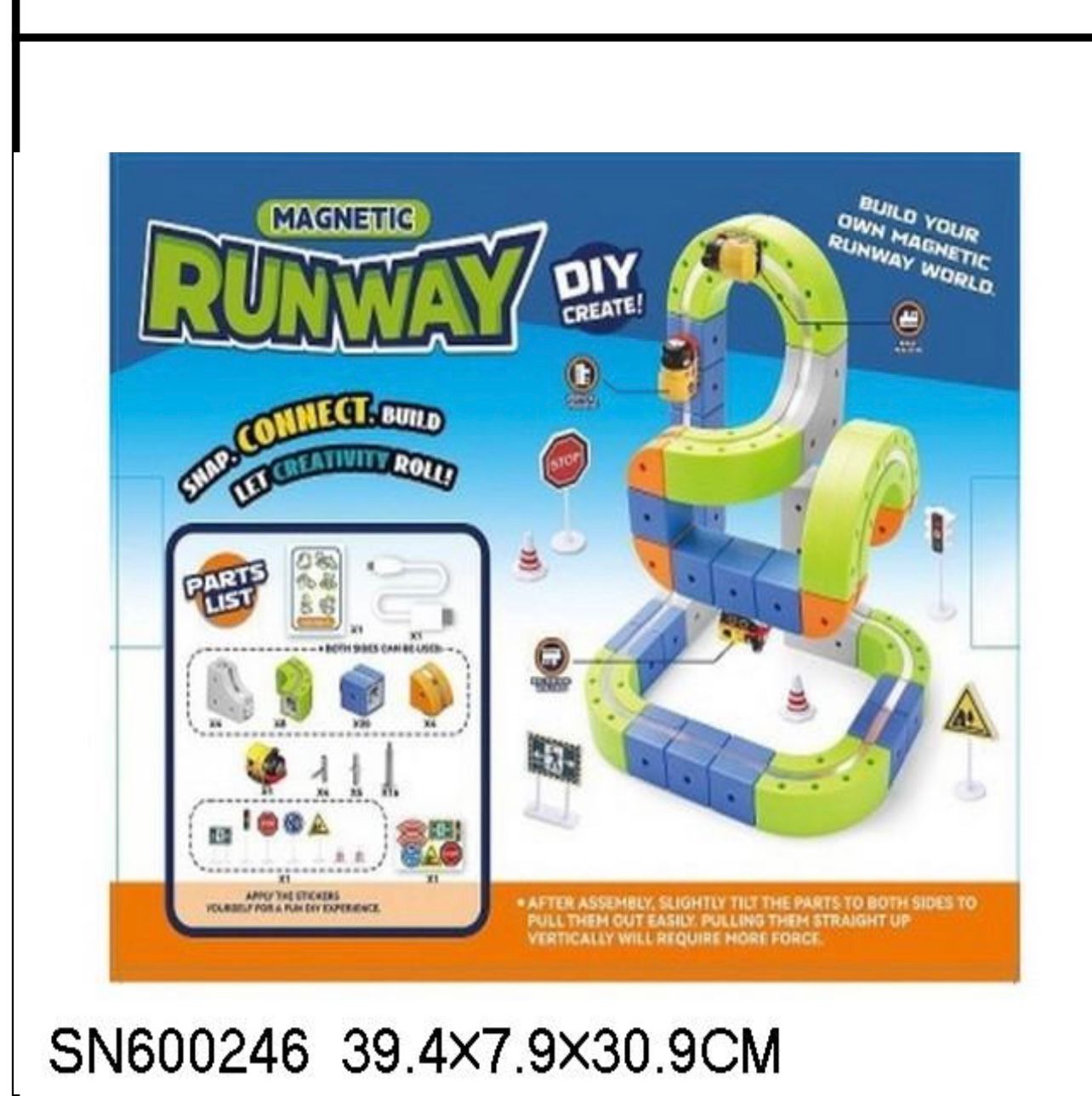 Magnetic Runway Track Building Set - Snap, Connect, Build