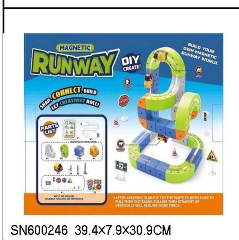 Magnetic Runway Track Building Set - Snap, Connect, Build