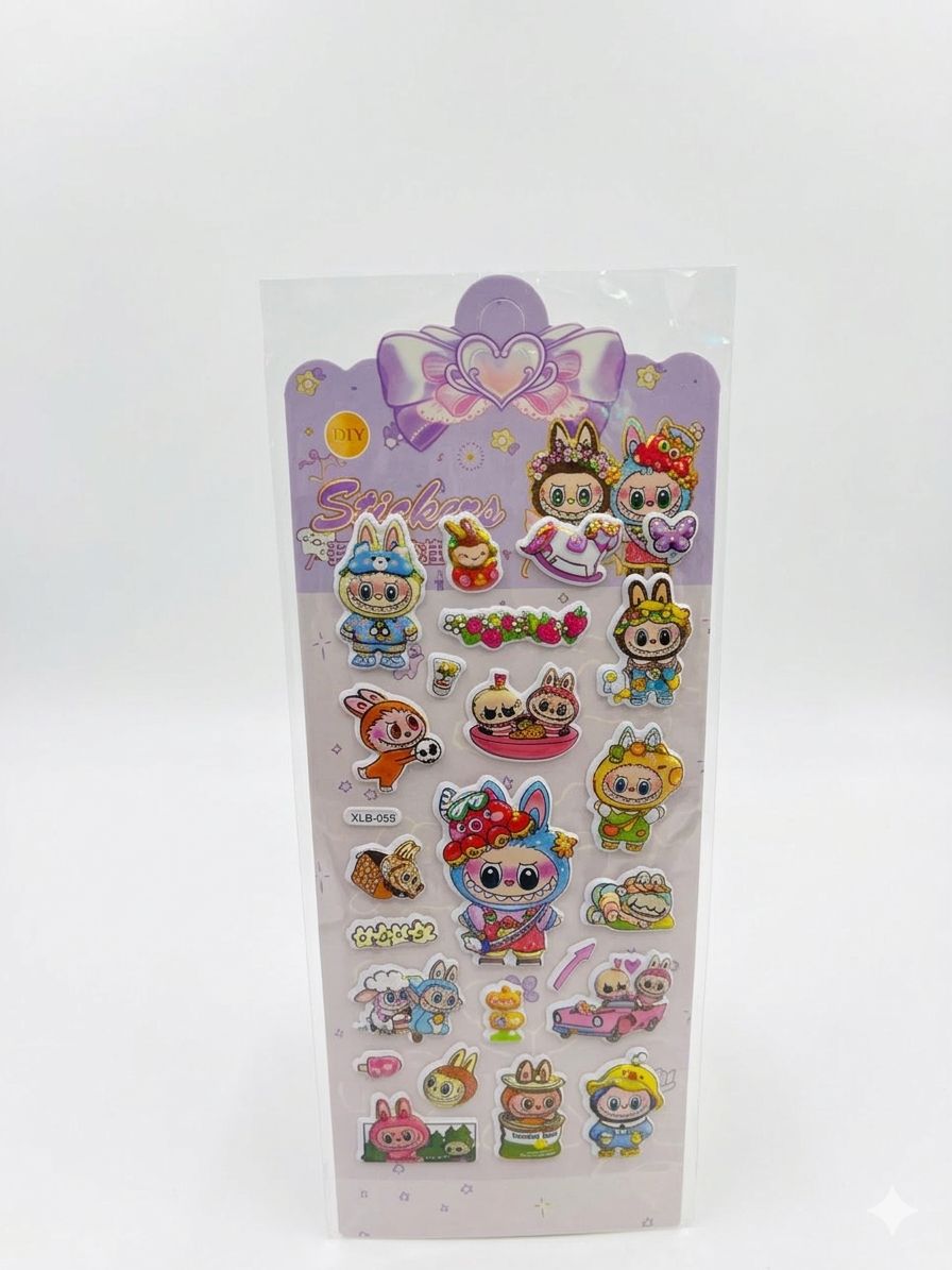 Kawaii Animal Character Stickers - 3D Puffy Sticker Sheet