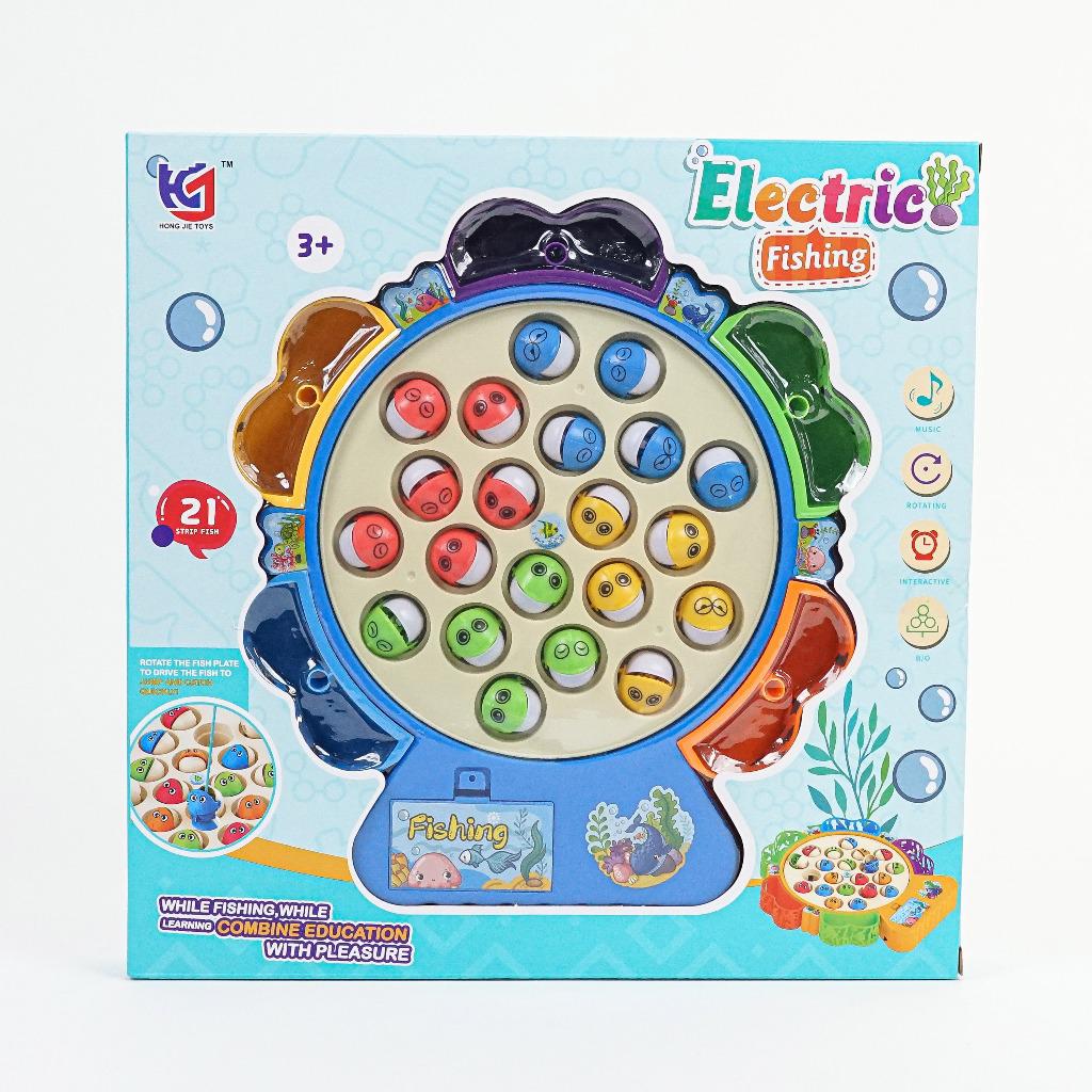 Electric Fishing Game - 21 Fish Rotating Board with Music & Lights | Educational Toy