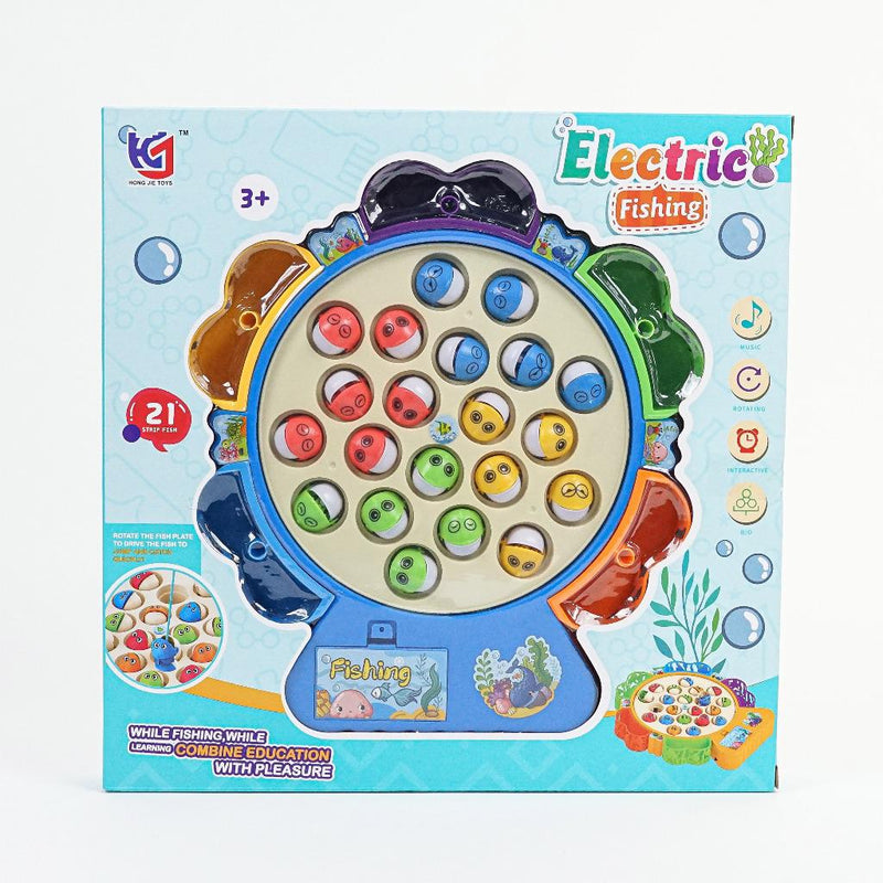 Electric Fishing Game - 21 Fish Rotating Board with Music & Lights | Educational Toy