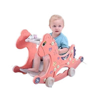 Baby 3-in-1 Rocking Horse with Wheels & Storage – Pink