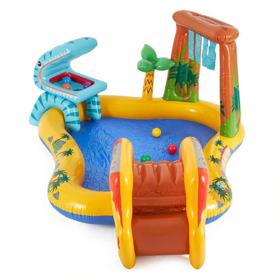 Inflatable Dinosaur Water Play Center with Slide and Sprinkler(2.49m x 1.91m x 1.09m)