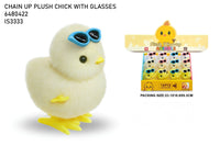 Wind-Up Plush Chick with Glasses Toy - Jumping Animal