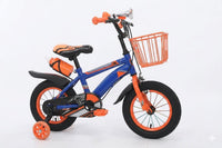 Kids Bicycle with Training Wheels - Blue & Orange with Basket & Water Bottle