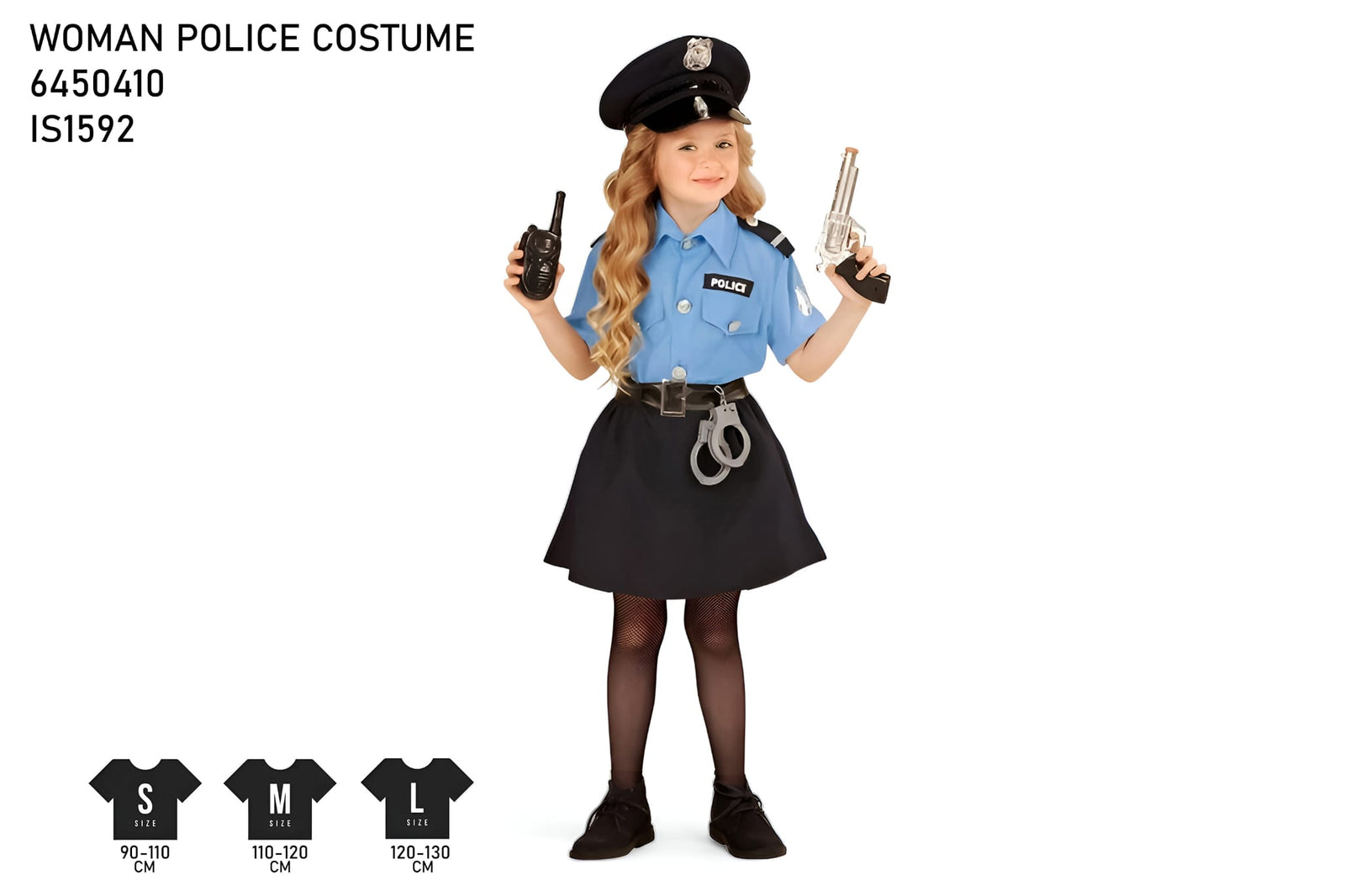 Girls Police Officer Costume - XL Size