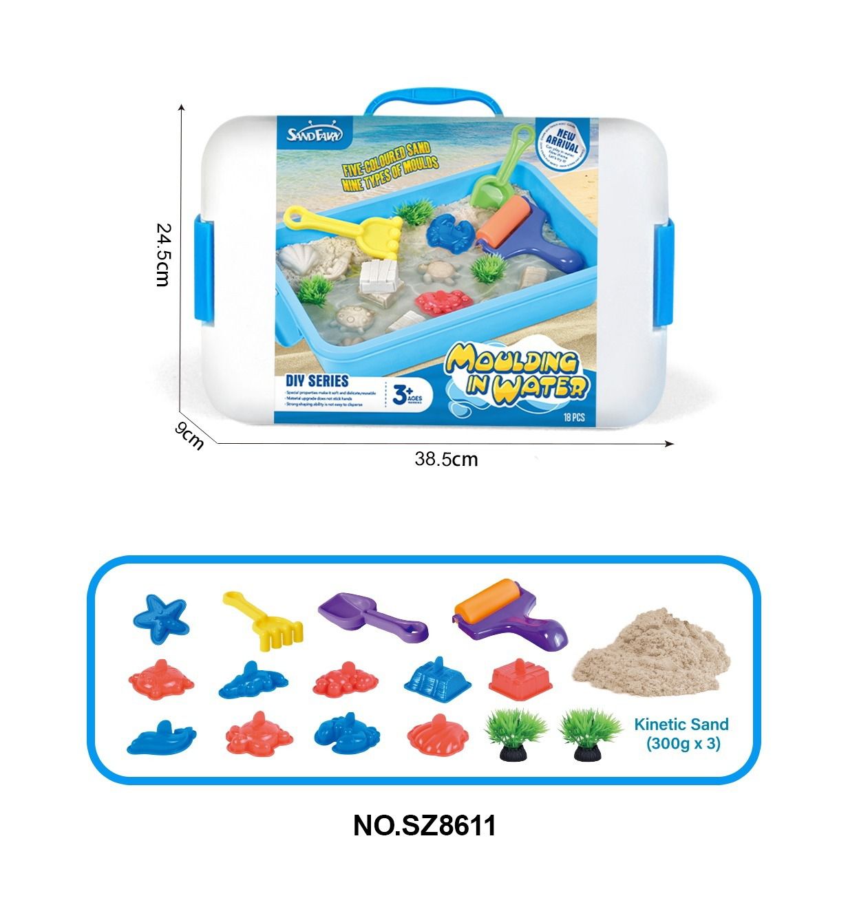 SandFairy Moulding in Water Kinetic Sand Set - 18 Pieces