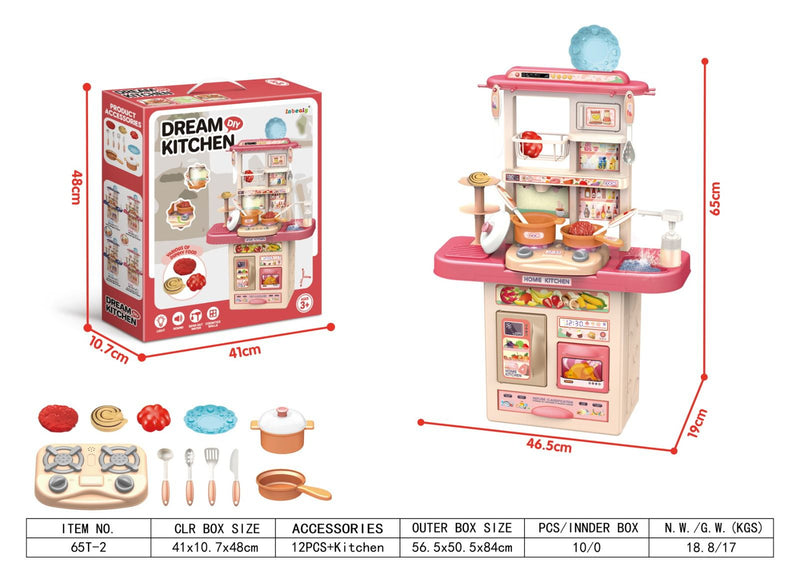 Jobealy Dream Kitchen DIY Playset with Light & Sound - 12 Accessories