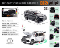 Die-Cast Zinc Alloy Lexus LX SUV Toy Car 1:24 Scale with Sound and Light