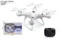 White RC quadcopter with packaging and remote control on a white background QATAR PRICE
