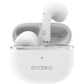 White wireless earbuds with charging case on a white background, featuring the brand 'endeo'.qatar price