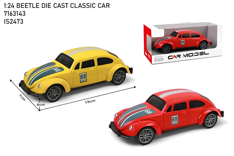 Classic VW Beetle Die-Cast Model Car 1:24 Scale - Racing Edition