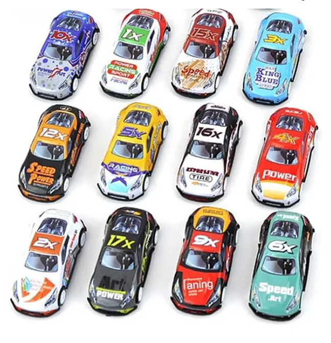 Collection of colorful toy race cars with various brand logos on a white background qatar price